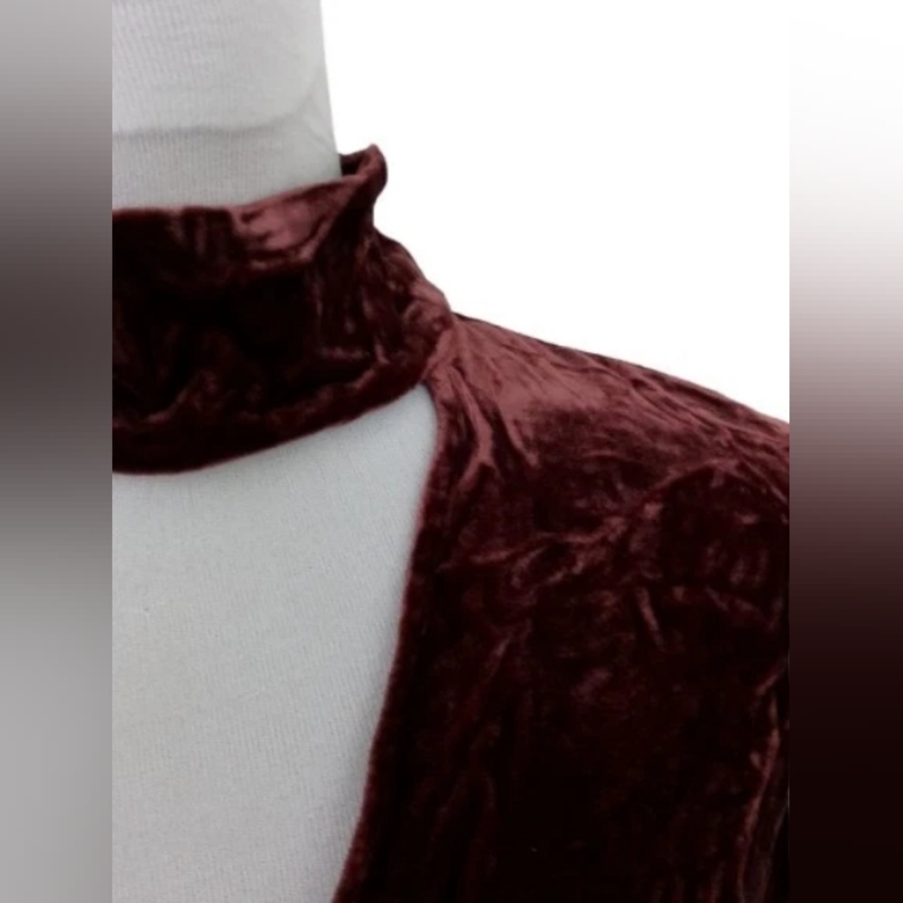 Theory Choker Luxe Velvet Deep-V Top $275. Deep Wine. Cutout. XS/S. Perfect - Picture 6 of 16
